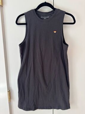 Spiritual Gangster Charcoal MuscleTank Dress with Rainbow Heart Size Small